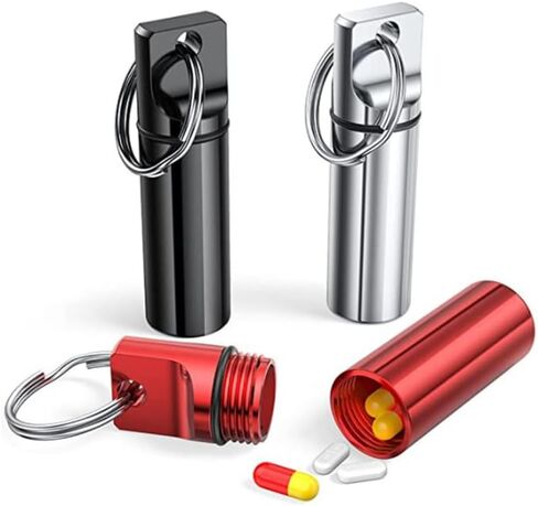 Mini Pill Box Keychain 3 Pack Mixed Colors, Aluminum Carry Case with Screw Cap Seal, Compact Metal Storage for Travel Carry in Saudi Arabia