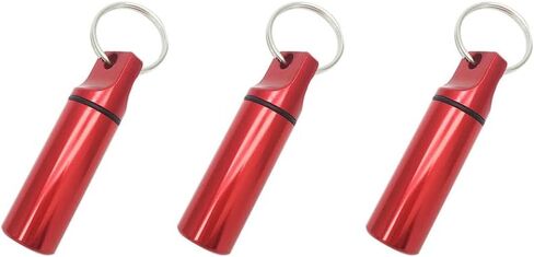 Mini Pill Box Keychain 3 Pack Mixed Colors, Aluminum Carry Case with Screw Cap Seal, Compact Metal Storage for Travel Carry in Saudi Arabia