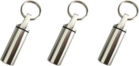 Mini Pill Box Keychain 3 Pack Mixed Colors, Aluminum Carry Case with Screw Cap Seal, Compact Metal Storage for Travel Carry in Saudi Arabia