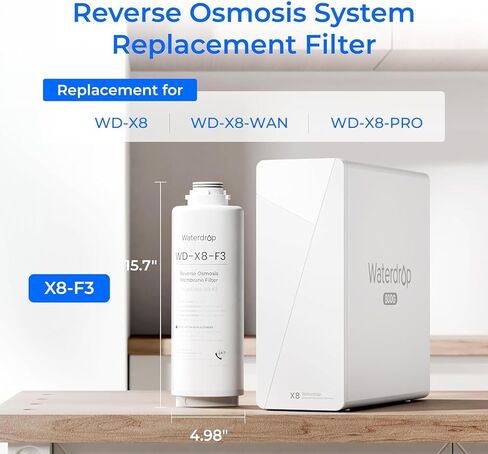 Waterdrop X8-F3 Filter, Replacement for All X8 800 GPD Series Reverse Osmosis System, Reduce PFAS, 24-month Lifetime in Saudi Arabia