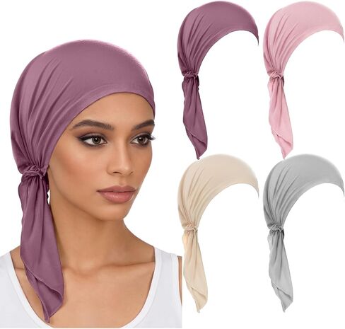 Funtery Chemo Headwear for Women Pre Tied Headscarf Turban Slip on Beanie Hat Cancer Sleep Cap for Patients Hair Loss in Saudi Arabia