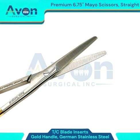 6-3/4" Mayo Dissecting Scissors with Tungsten Carbide Blades & Stylish Gold Color Handle for Easy Identification | Veterinary Instruments (Straight Blades) in Saudi Arabia