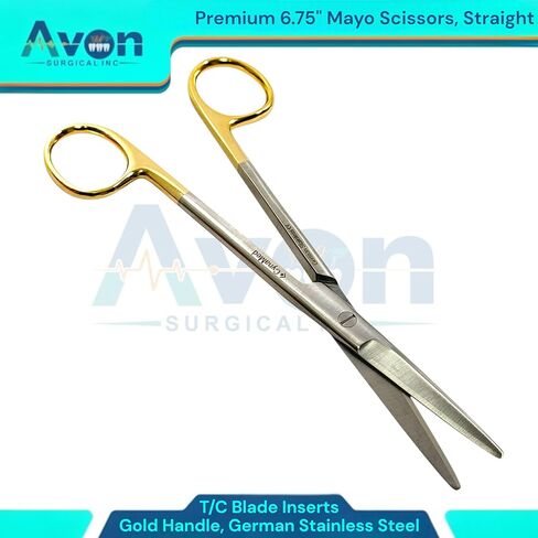 6-3/4" Mayo Dissecting Scissors with Tungsten Carbide Blades & Stylish Gold Color Handle for Easy Identification | Veterinary Instruments (Straight Blades) in Saudi Arabia