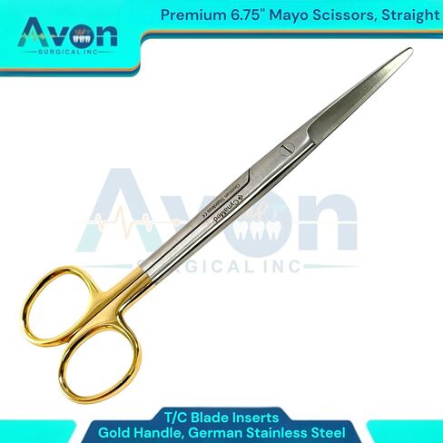6-3/4" Mayo Dissecting Scissors with Tungsten Carbide Blades & Stylish Gold Color Handle for Easy Identification | Veterinary Instruments (Straight Blades) in Saudi Arabia