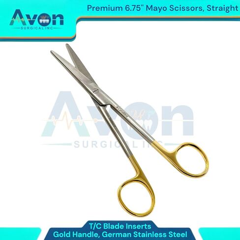 6-3/4" Mayo Dissecting Scissors with Tungsten Carbide Blades & Stylish Gold Color Handle for Easy Identification | Veterinary Instruments (Straight Blades) in Saudi Arabia