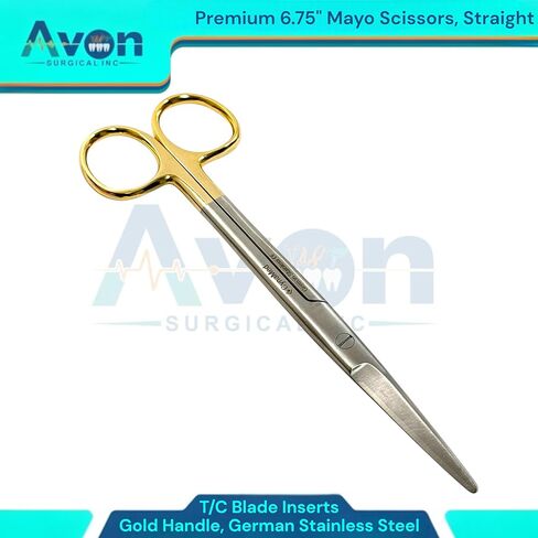 6-3/4" Mayo Dissecting Scissors with Tungsten Carbide Blades & Stylish Gold Color Handle for Easy Identification | Veterinary Instruments (Straight Blades) in Saudi Arabia
