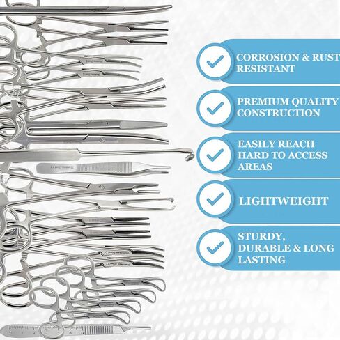 A2ZScilab Premium 72 Pcs Feline + Canine Spay Pack Stainless Steel Veterinary Set - Scissors Forceps Hemostats Needle Holder Backhaus Clamps + Extra Blades - All in 1 Complete Kit in Saudi Arabia