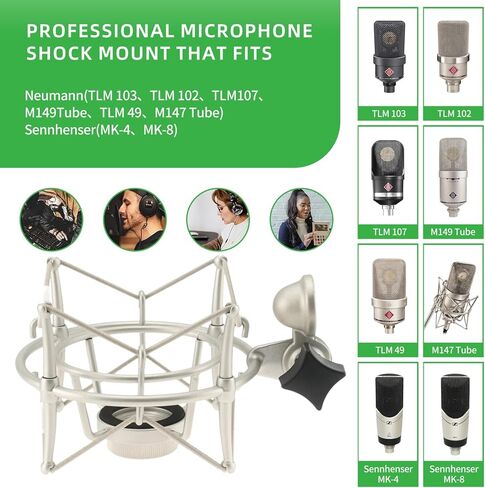 حامل صدمات الميكروفون - متوافق مع Neumann TLM 103، TLM 102، M147، M149 والمزيد، عزل مضاد للاهتزاز للاستوديو والبث in Saudi Arabia
