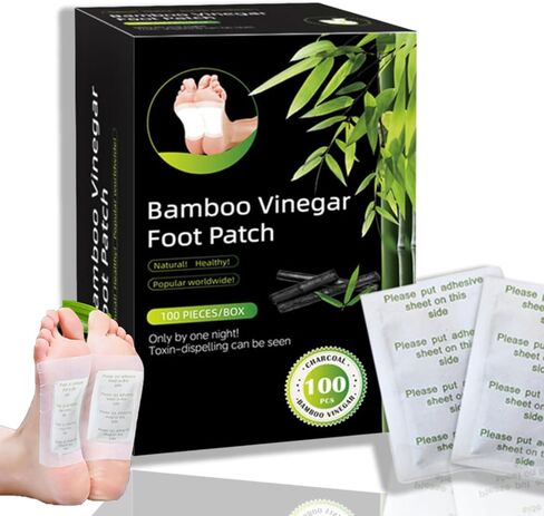 BrandName Bamboo Foot Pads for Foot Care - 100 Pack Natural Bamboo Vinegar Cleansing Patches with Enhanced Adhesive Sheets, Refreshing Foot Patches for Nighttime Relaxation and Better Sleep Support in Saudi Arabia