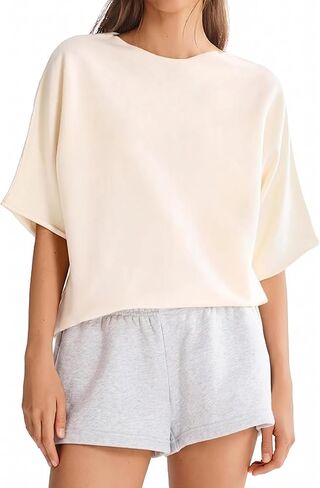 Orolay CHIIONE Short Sleeve Sweater for Women Lightweight Loose fit Pullover Sweater Boat Neck Knit Top for Spring Summer in Saudi Arabia