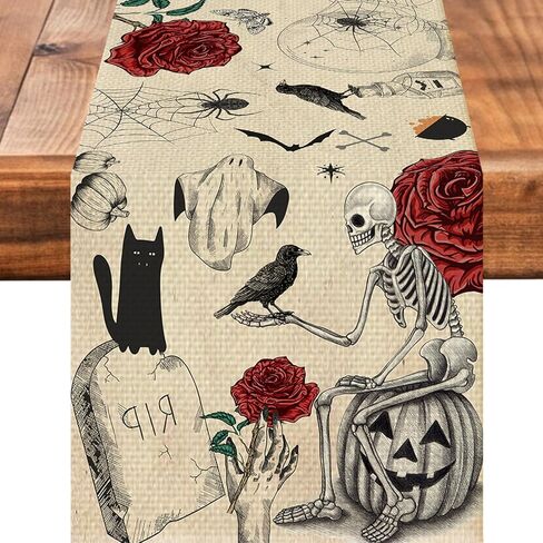 Mexican Floral Table Runner Seasonal Holiday Kitchen Dining Linen Table Decoration for Indoor Outdoor Home Party Decor 13 x 72 Inch in Saudi Arabia