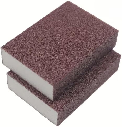 Diamond Sand Sponge Scrubber, 2pcs Heavy Duty Scouring Pads for Pots Pans - Remove Black Stains, Grime, Rust from Kitchen Cookware, Sinks, Grills, Size 0.98"x2.76"x3.94" in Saudi Arabia