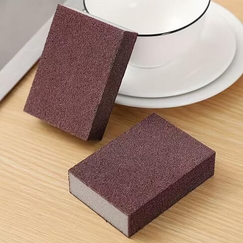 Diamond Sand Sponge Scrubber, 2pcs Heavy Duty Scouring Pads for Pots Pans - Remove Black Stains, Grime, Rust from Kitchen Cookware, Sinks, Grills, Size 0.98"x2.76"x3.94" in Saudi Arabia