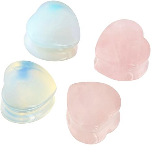 Stuppendux 4Style or 2Style Heart Shaped Stone Double Flared Ear Tunnels Plugs Stretcher Expander Kit Gauge 2g-1" in Saudi Arabia