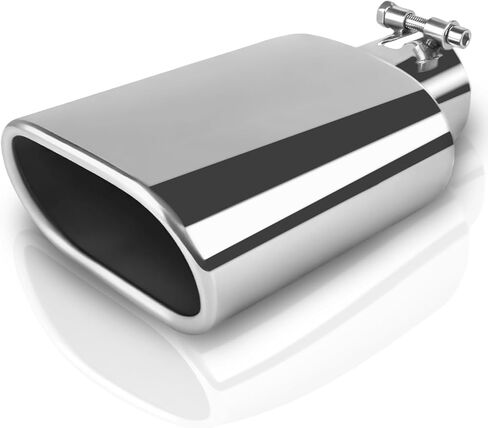 Mupera Universal 2.5 Inch Inlet Exhaust Tip, 4" Outlet, 9" Long Silver Professional Tail Pipe Exhaust Tip with Bolt On, for all 2.5 Inch Outside Diameter Exhaust Tips in Saudi Arabia