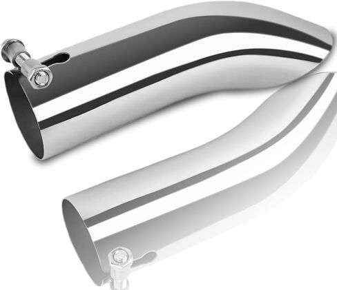Mupera Universal 2.5 Inch Inlet Exhaust Tip, 4" Outlet, 9" Long Silver Professional Tail Pipe Exhaust Tip with Bolt On, for all 2.5 Inch Outside Diameter Exhaust Tips in Saudi Arabia
