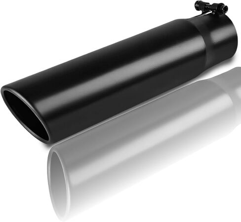 Mupera Universal 2.5 Inch Inlet Exhaust Tip, 4" Outlet, 9" Long Silver Professional Tail Pipe Exhaust Tip with Bolt On, for all 2.5 Inch Outside Diameter Exhaust Tips in Saudi Arabia