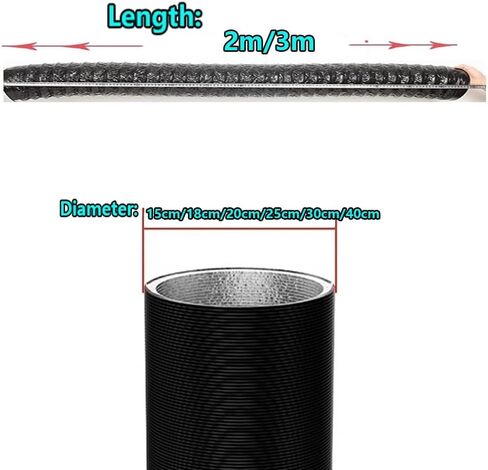 6ft Dryer Vent Hose Flexible Aluminum Foil Exhaust Fan Duct Hosing 6" 8" 10" 12" 16" Heat Resistant Air Ducting for Range Hood Blower Greenhouse(25cm x 3m(10" x 10ft)) in Saudi Arabia