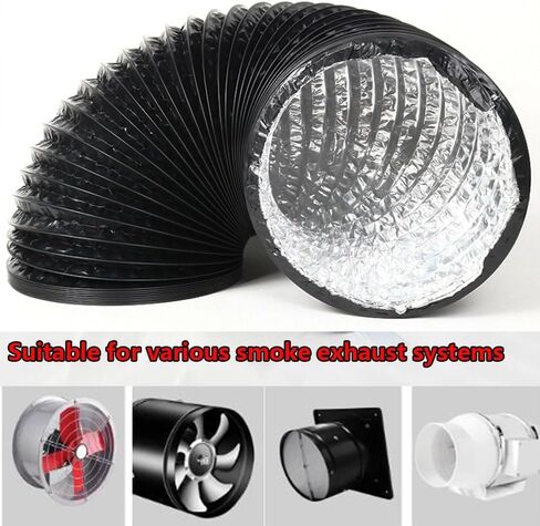 6ft Dryer Vent Hose Flexible Aluminum Foil Exhaust Fan Duct Hosing 6" 8" 10" 12" 16" Heat Resistant Air Ducting for Range Hood Blower Greenhouse(25cm x 3m(10" x 10ft)) in Saudi Arabia