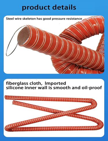 Length 100cm/39.4" Heat Resistant Flexible Ventilation Tube Silicone Air Duct Hose, for HVAC, Industrial Fume Extraction(D 6.3cm/2.5") in Saudi Arabia