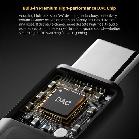 KZ AM02 DAC المحمول - تحسين الصوت بدرجة احترافية مع محول أنثى من النوع C إلى 3.5 مم لسماعات الرأس KZ HiFi in Kuwait