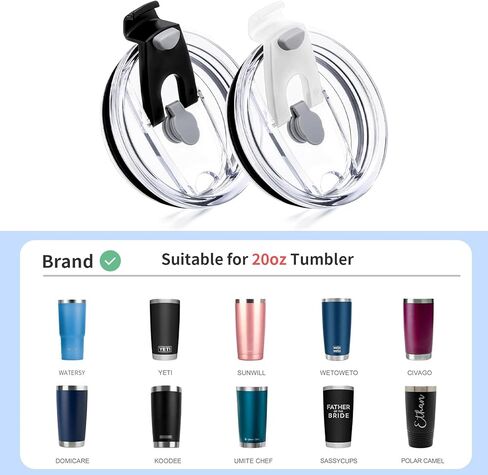 Replacement Flip Lids for 20 oz Insulated Tumbler,2 Pack Covers Spill Proof Splash Resistant Tumbler Lid,Compatible with Yeti/Ozark Trail/Sunwell and More Brand 20 oz Tumbler in Saudi Arabia