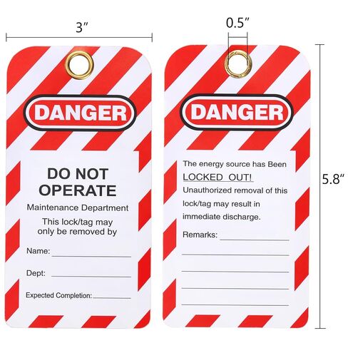 Hedume Set of 50 Lockout Tagout Tags with Zip Ties, Danger Do Not Operate Tags, Compliance Safety Tags for Lockout Tag Out, Tear & Water Resistant, OSHA Compliant, for Out of Service, Equipment Repair in Saudi Arabia