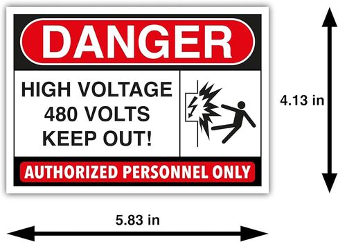 5-Pack 480V High Voltage Electrical Labels – Safety Warning Polypropylene Glossy-Laminated Stickers and Decals (4.13" x 5.83") for Panels and Switchboards in Saudi Arabia
