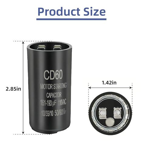 مكثف تشغيل CD60 161-193 فائق التوهج/MFD 110-125VAC، مكثف تشغيل محرك دائري لمضخة الآبار، ضاغط الهواء، المروحة، أدوات الطاقة - ±20% 50/60 هرتز in Saudi Arabia