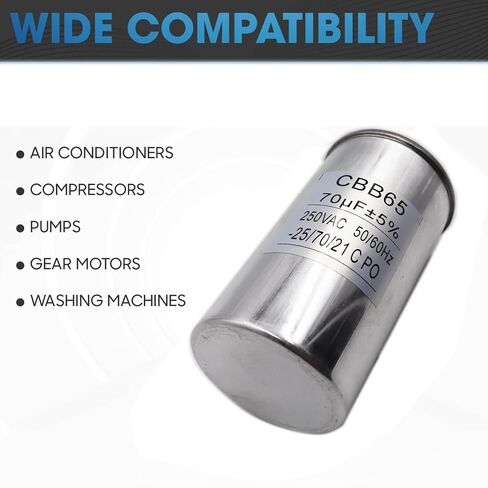 LIZAPUS CBB65 تشغيل مكثف 250VAC 250V AC 70 فائق التوهج 70 فائق التوهج MFD C.S2 40/70/21 50x90mm UL مدرج in Saudi Arabia