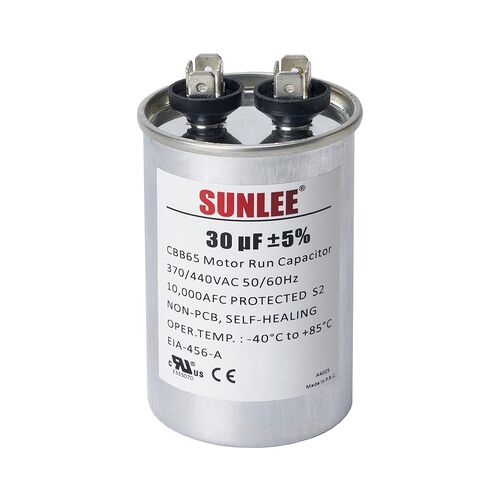 مكثف تشغيل SUNLEE UL معترف به 30 فائق التوهج (30 MFD) 370/440 VAC CBB65، 50/60 هرتز، بديل موثوق لمحرك مروحة مكثف التيار المتردد، المضخة الحرارية أو مضخة حمام السباحة in Kuwait
