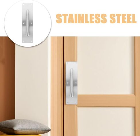 Holibanna 2Pcs Heavy Duty Barn Pull Handle Stainless Steel Fire Door Pull Plates for Commercial Residential Use Easy Operation for High Traffic Areas in Saudi Arabia