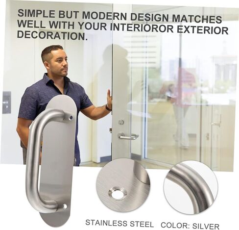 TEHAUX Stainless Steel Door Pull Handle Plate Easy Install Commercial Door Grab Bar for Offices Hotels Restaurants and Public Spaces High Hardness Resistant in Saudi Arabia