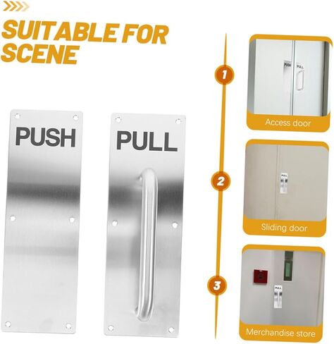 Lurrose 1Set تجاري دفع سحب مقبض الباب الفولاذ المقاوم للصدأ سحب الباب للحظيرة والأبواب المنزلقة تصميم مقاوم للحريق أنيق المظهر الحديث عملية مريحة in Saudi Arabia