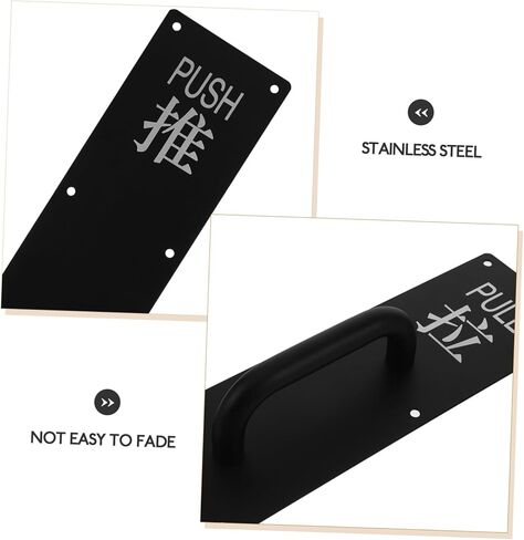 Uonlytech Black Push Pull Door Handles Set Stainless Steel Cabinet Handles for Fire Doors and Entryway Easy Installation Grip in Saudi Arabia
