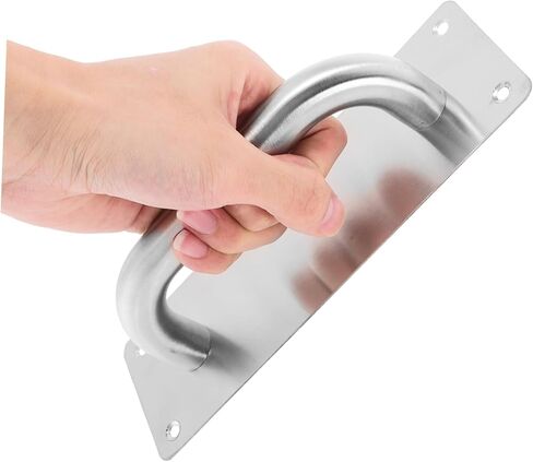 Lurrose Heavy Duty Stainless Steel Push Pull Door Handle Versatile S Barn Door Handle with Security Plate for Homes Offices and Commercial Use in Saudi Arabia
