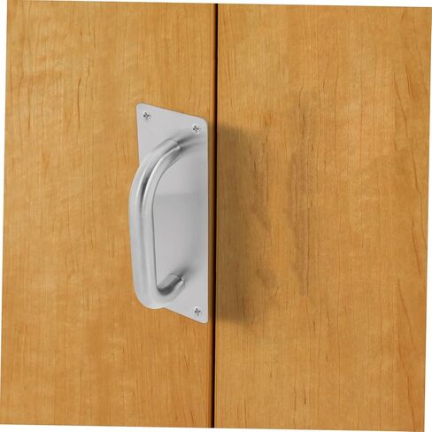 Lurrose Heavy Duty Stainless Steel Push Pull Door Handle Versatile S Barn Door Handle with Security Plate for Homes Offices and Commercial Use in Saudi Arabia