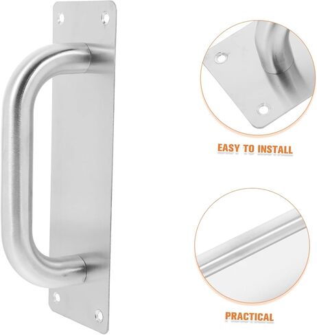 Lurrose Heavy Duty Stainless Steel Push Pull Door Handle Versatile S Barn Door Handle with Security Plate for Homes Offices and Commercial Use in Saudi Arabia