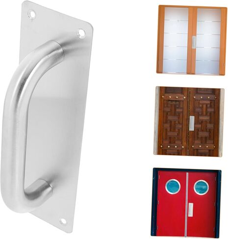 Lurrose Heavy Duty Stainless Steel Push Pull Door Handle Versatile S Barn Door Handle with Security Plate for Homes Offices and Commercial Use in Saudi Arabia