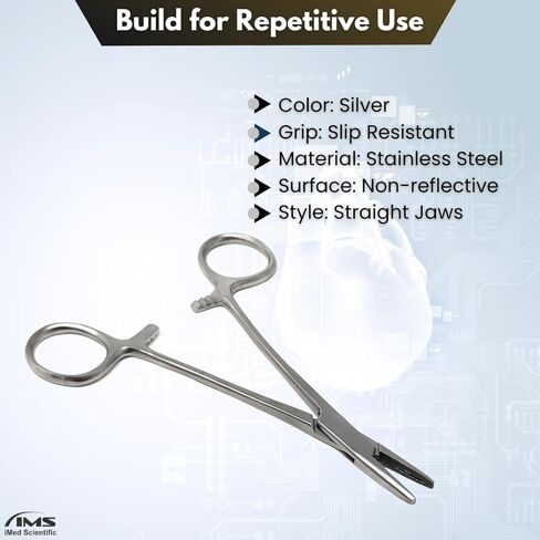 Mayo Hegar Needle Holder Driver with Serrated Jaws Made of Premium Grade Stainless Steel Comes in Locking Handle (Silver 5.5'') in Saudi Arabia