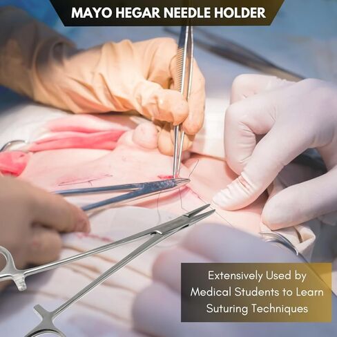 Mayo Hegar Needle Holder Driver with Serrated Jaws Made of Premium Grade Stainless Steel Comes in Locking Handle (Silver 5.5'') in Saudi Arabia