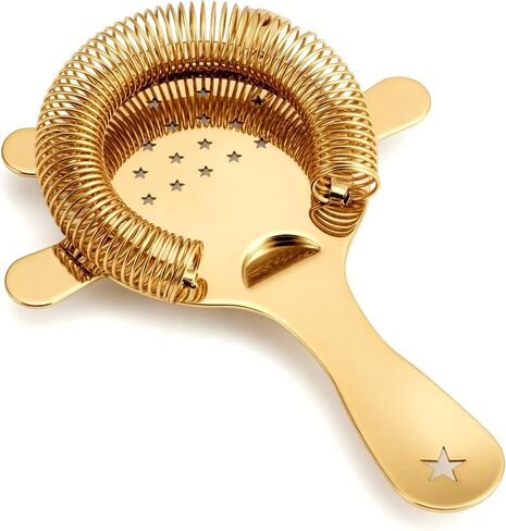 مصفاة هوثورن من هومستيا - مصفاة كوكتيل من الفولاذ المقاوم للصدأ مع زنبرك عالي الكثافة قابل للإزالة من أجل السقاة، وهزازات بوسطن وكؤوس الخلط، وأدوات البار الاحترافية باللون الذهبي in Kuwait