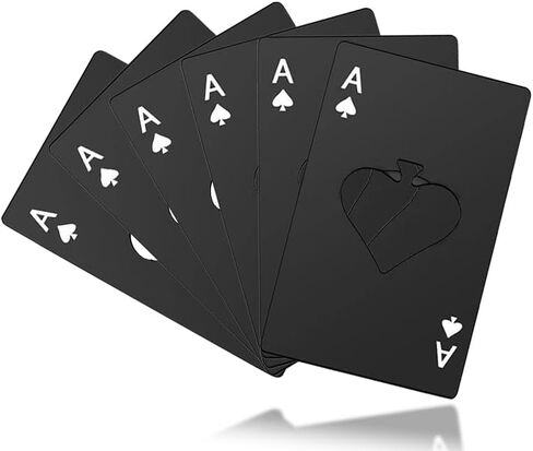 6 عبوات من فتاحات زجاجات Ace of Spades - فتاحات بيرة من الفولاذ المقاوم للصدأ على شكل بطاقة لعب، هدايا لحفلات البوكر، هدايا لرفقاء الزفاف، أدوات بحجم بطاقة الائتمان in Kuwait