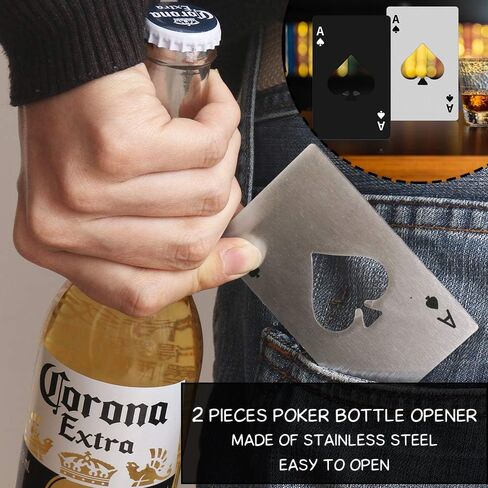 6 عبوات من فتاحات زجاجات Ace of Spades - فتاحات بيرة من الفولاذ المقاوم للصدأ على شكل بطاقة لعب، هدايا لحفلات البوكر، هدايا لرفقاء الزفاف، أدوات بحجم بطاقة الائتمان in Kuwait