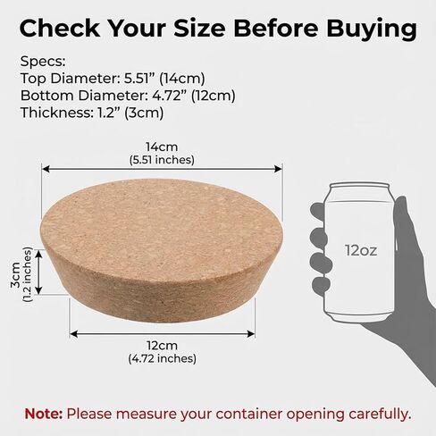 Large Cork Stoppers 4.7~5.5 Inch Tapered Cork Lids Corks Bottle Stoppers Soft Wood Replacement Corks Plugs for Glass Bottles Canning Jars Kitchen Wedding Favor (5.51 × 4.72 × 1.18 Inch） in Saudi Arabia