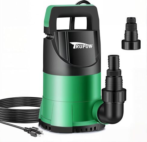 مضخة مياه غاطسة TRUPOW 1 HP مضخة مياه غاطسة 3981 GPH مضخة كهربائية محمولة من البلاستيك الحراري لحمام السباحة والحديقة والطابق السفلي وحوض تصريف البركة وإزالة مستوى المياه وصولاً إلى 0.3 بوصة in Saudi Arabia