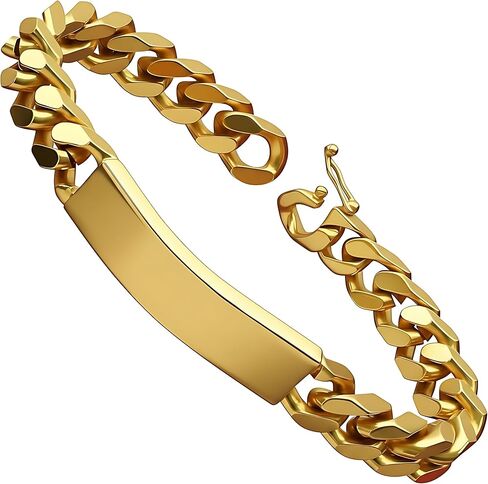 LIFETIME JEWELRY 9mm Miami Curb Cuban Link ID Bracelet for Men & Women 24k Gold Plated in Saudi Arabia