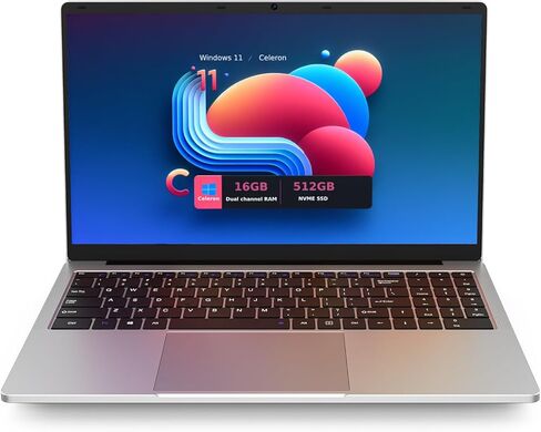 كمبيوتر محمول OTVOC مقاس 15.6 بوصة Windows 11، VocBook 15، Intel Celeron N5100، ذاكرة الوصول العشوائي 16 جيجابايت، 512 جيجابايت PCIE NvMe SSD، توسيع 4 تيرابايت، 15.6 بوصة FHD IPS، 2.0 ميجابكسل، 2.4G+5G WiFi، بلوتوث 5.0، Type-C، HDMI، RJ45، القرص الصلب، فض in Saudi Arabia