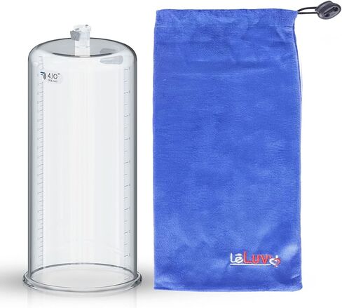 LeLuv Penis Vacuum Pump Cylinder - 4.10 "x 9" سلس غير مدبب من الأكريليك الشفاف ألعاب الذكور مع علامات القياس وتركيب القفل - أسطوانة مضخة القضيب موثوقة وشفافة مع ختم فراغ فعال in Kuwait