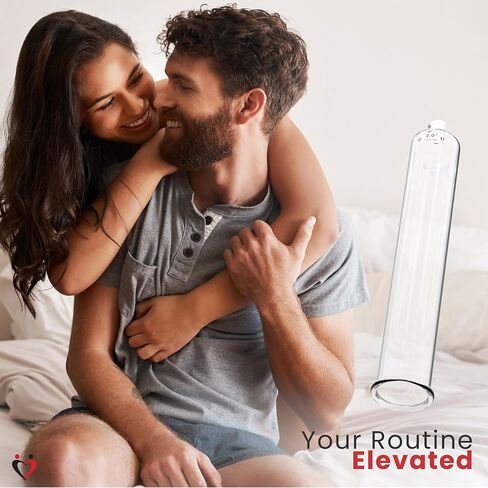 LeLuv Penis Vacuum Pump Cylinder - 4.10 "x 9" سلس غير مدبب من الأكريليك الشفاف ألعاب الذكور مع علامات القياس وتركيب القفل - أسطوانة مضخة القضيب موثوقة وشفافة مع ختم فراغ فعال in Kuwait